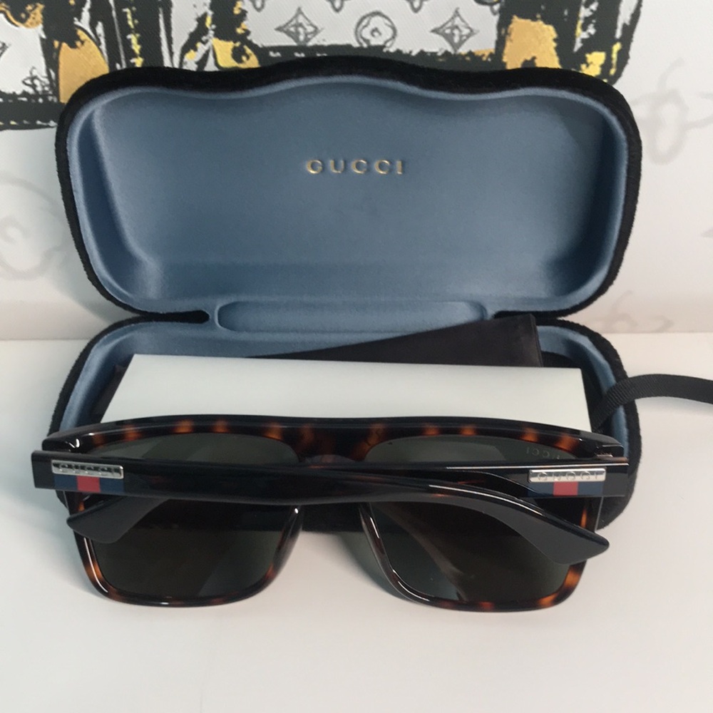 ✨ Brand New Gucci GG0748S 003 Sunglasses – Havana with Green Lenses ✨ - Picture 12 of 13